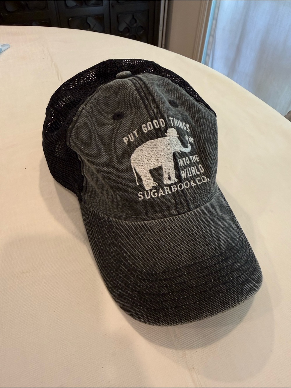 Sugarboo & Co. Elephant put good things into the world trucker Hat- black